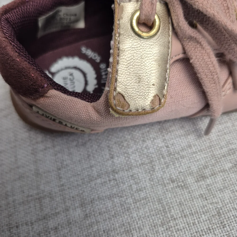 ​Livie & Luca Pink Canvas & Leather Sneakers - Gold Metallic Accent - Size 5M